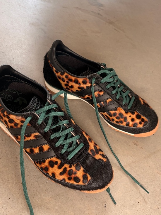 adidas Originals SL72 Leopard-Print Sneakers with Green Laces USW5 - Picture 3 of 6